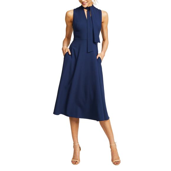 Black Halo 'Carolina' Blue Polyamide Dress Size 4 - Picture 1 of 5